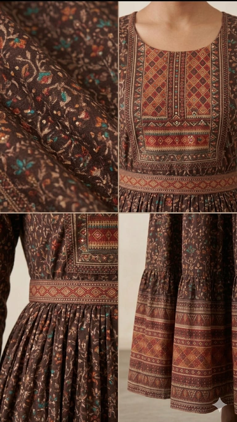 Crepe Party Wear Gown with Belt