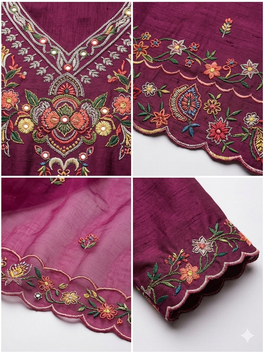 Pure Dola Silk Handwork Set