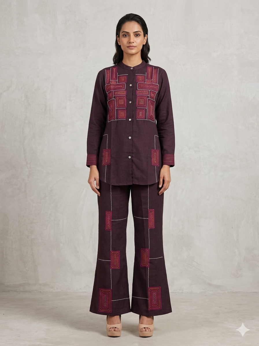 Elegant Vertical Silk Co-ord Set