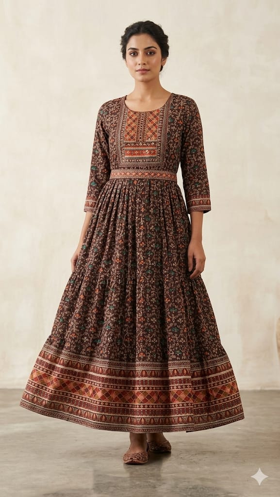 Crepe Party Wear Gown with Belt