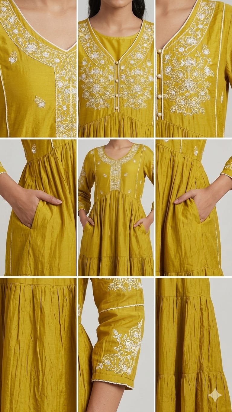 Embroidered Silk Gown