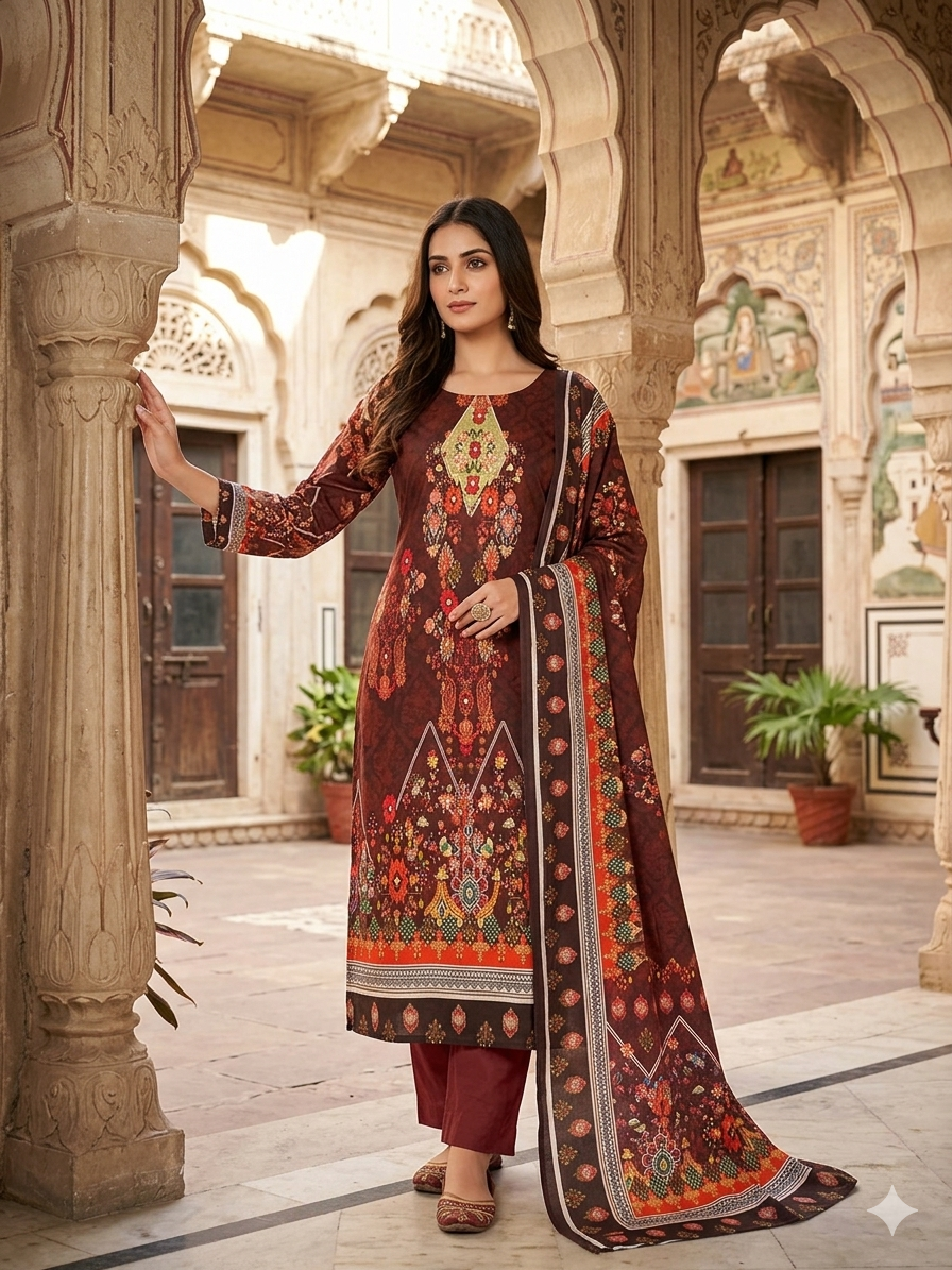 Crape Three Piece Suit