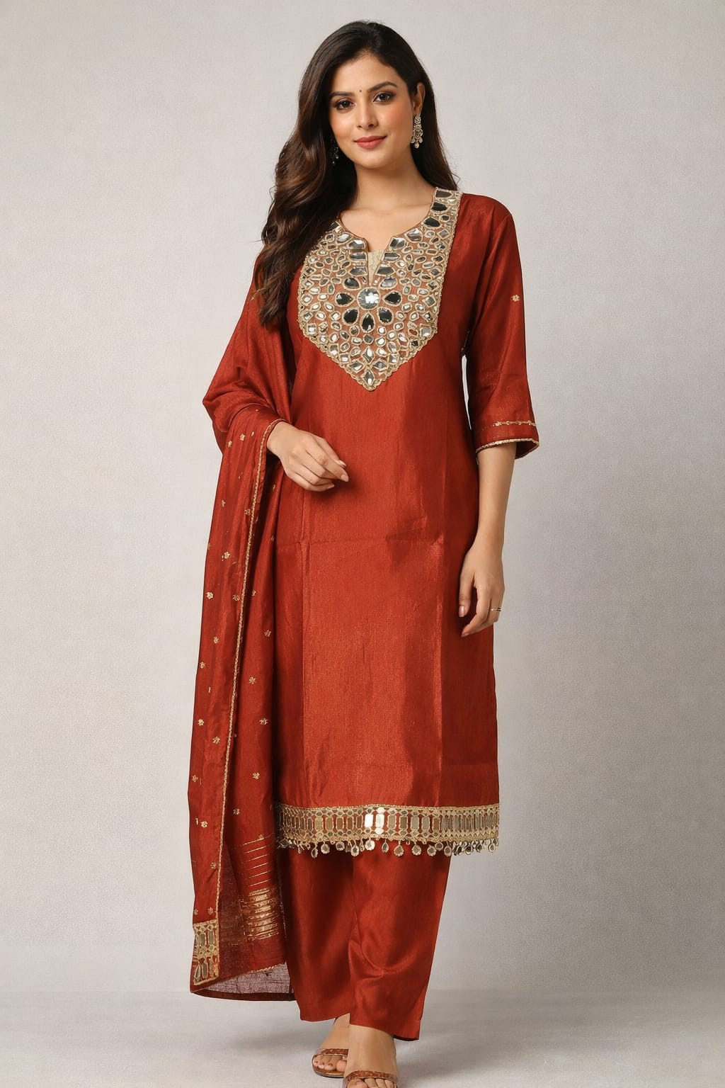 Triveni Glassy Silk Suit