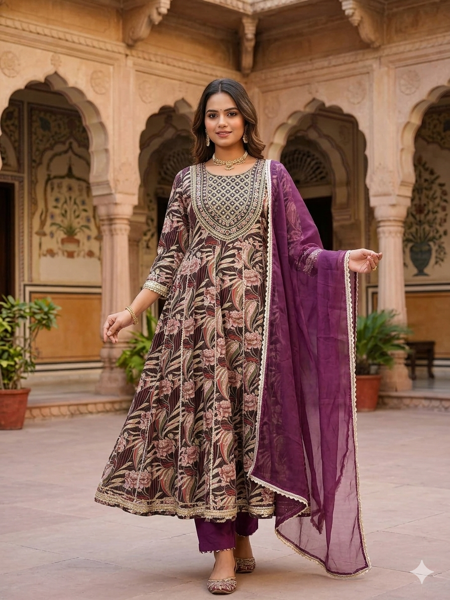 Royal Anarkali Three Piece Set