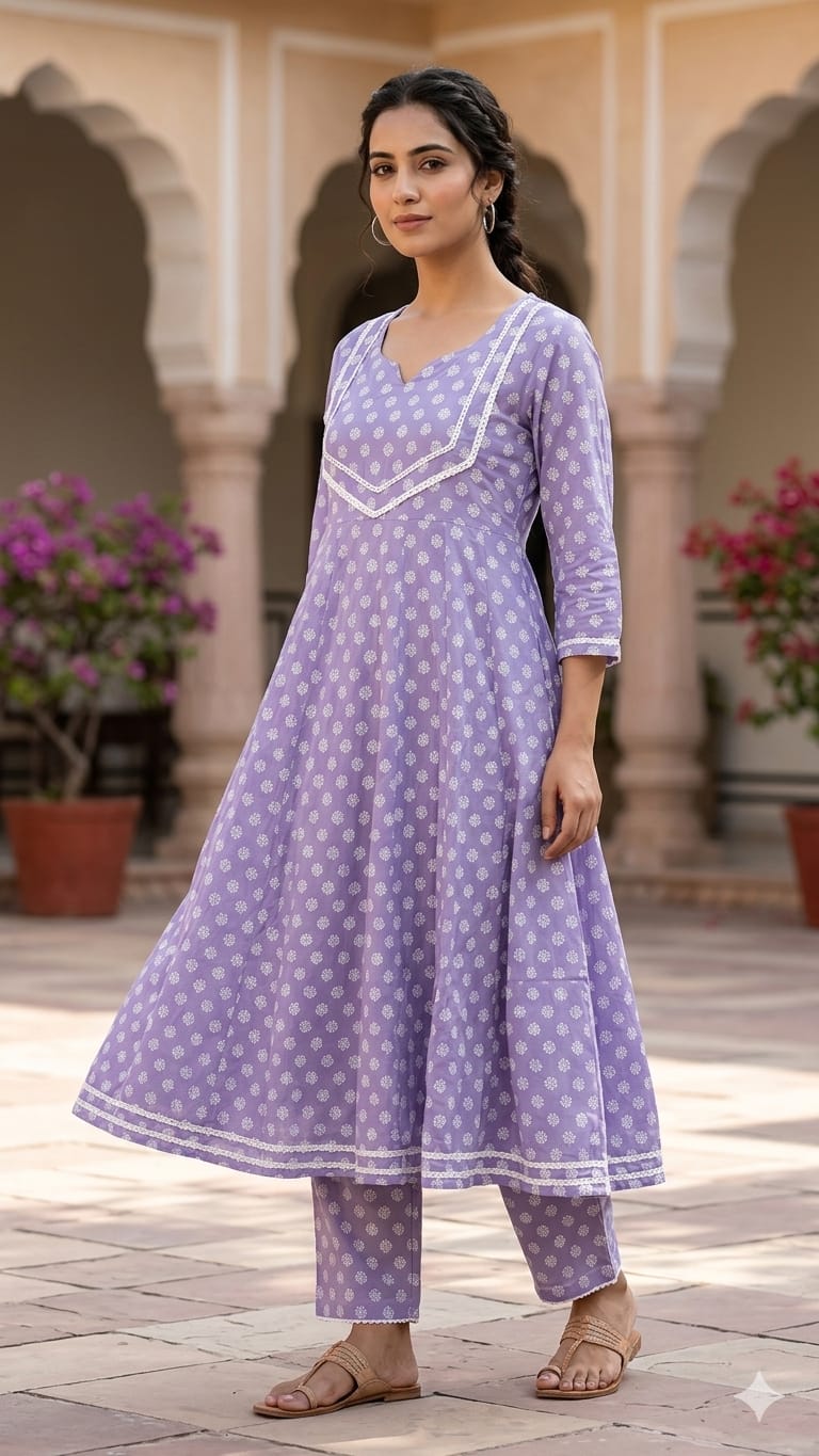 Anarkali 2 Piece set with Lace Work