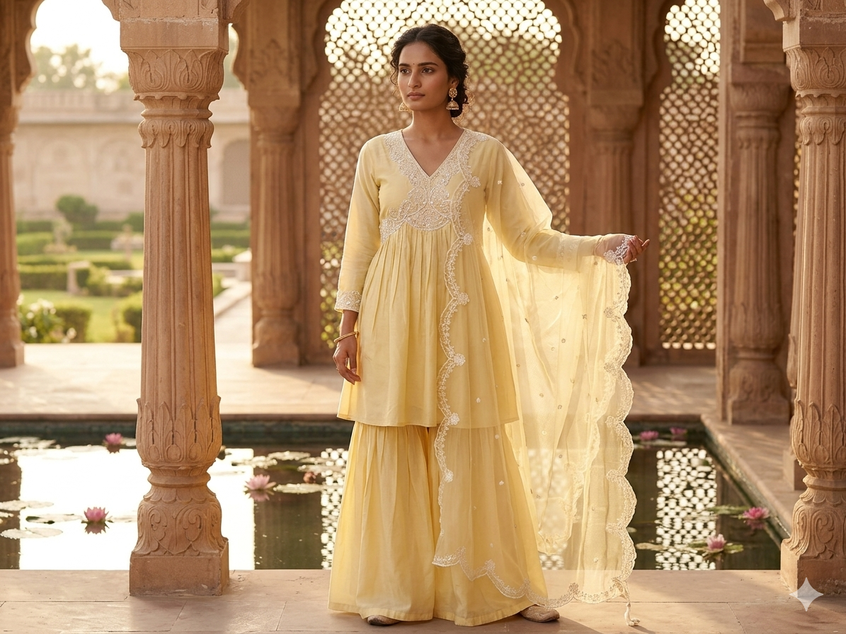 Elegant Alia Peplum Gharara Set