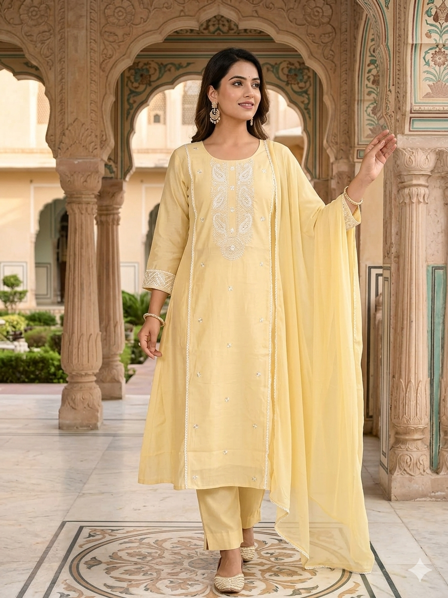 Premium Silk A-Line Suit Set