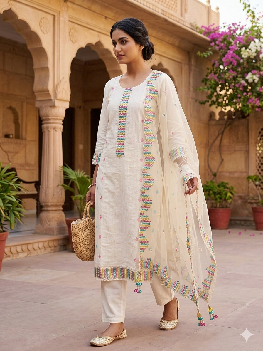 Elegant Pure Cotton Suit Set