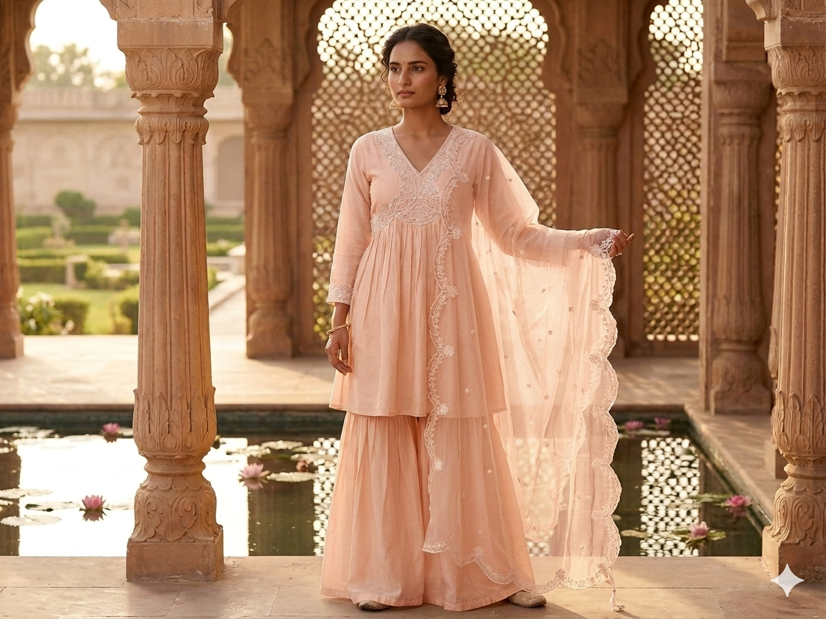 Elegant Alia Peplum Gharara Set