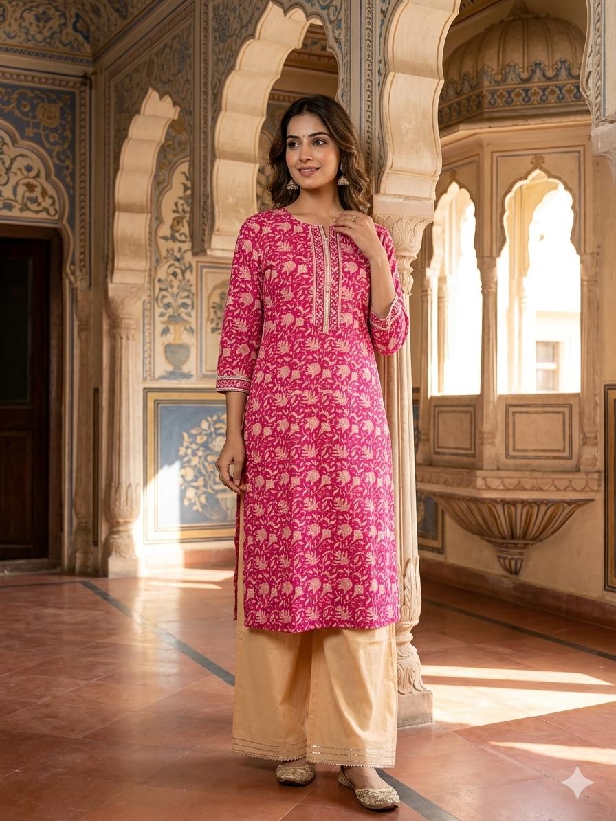 2-Piece Pink suit with Plazo