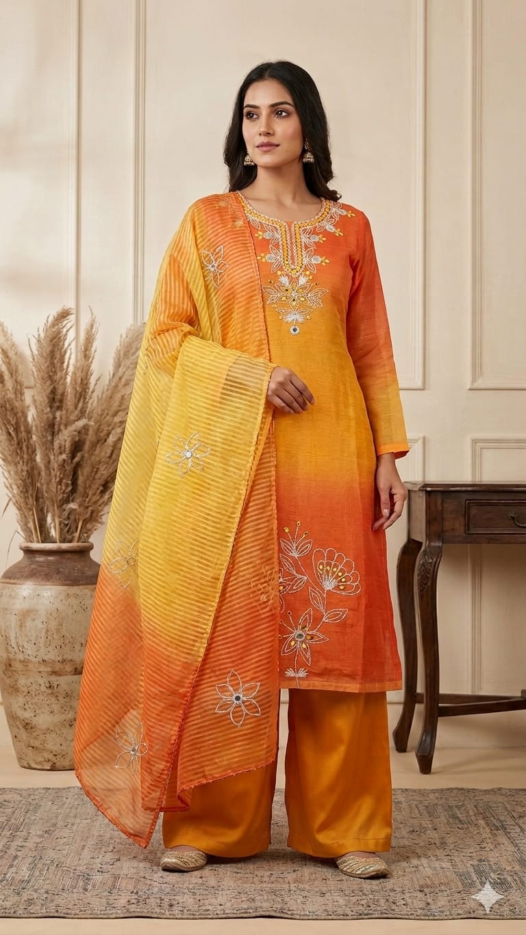 Shimmer Silk 3 Pc Suit Set