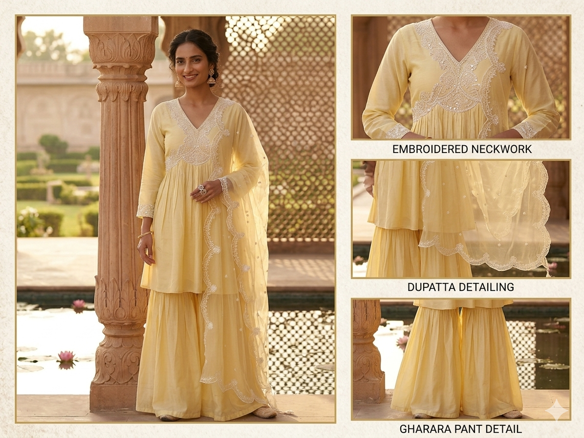 Elegant Alia Peplum Gharara Set