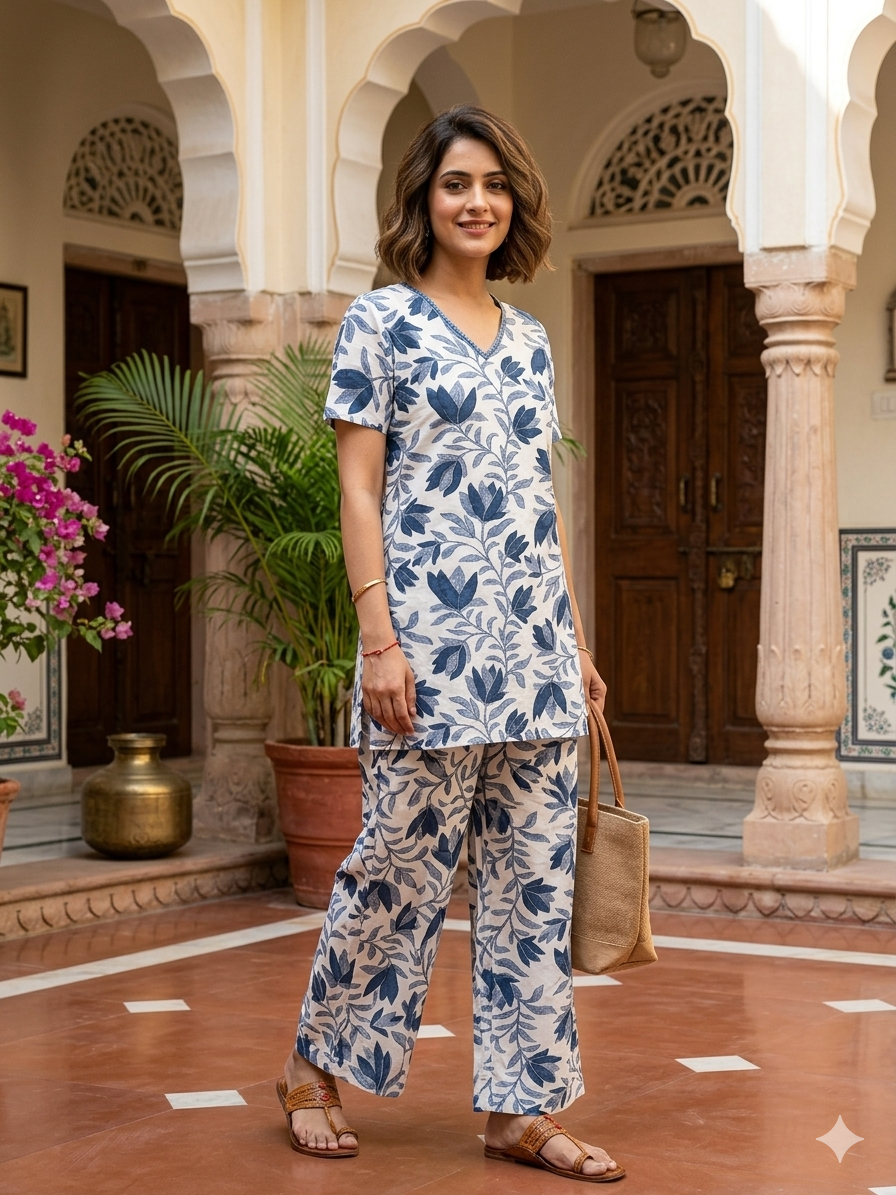 Stylish Rayon Cotton Fabric Coat Set