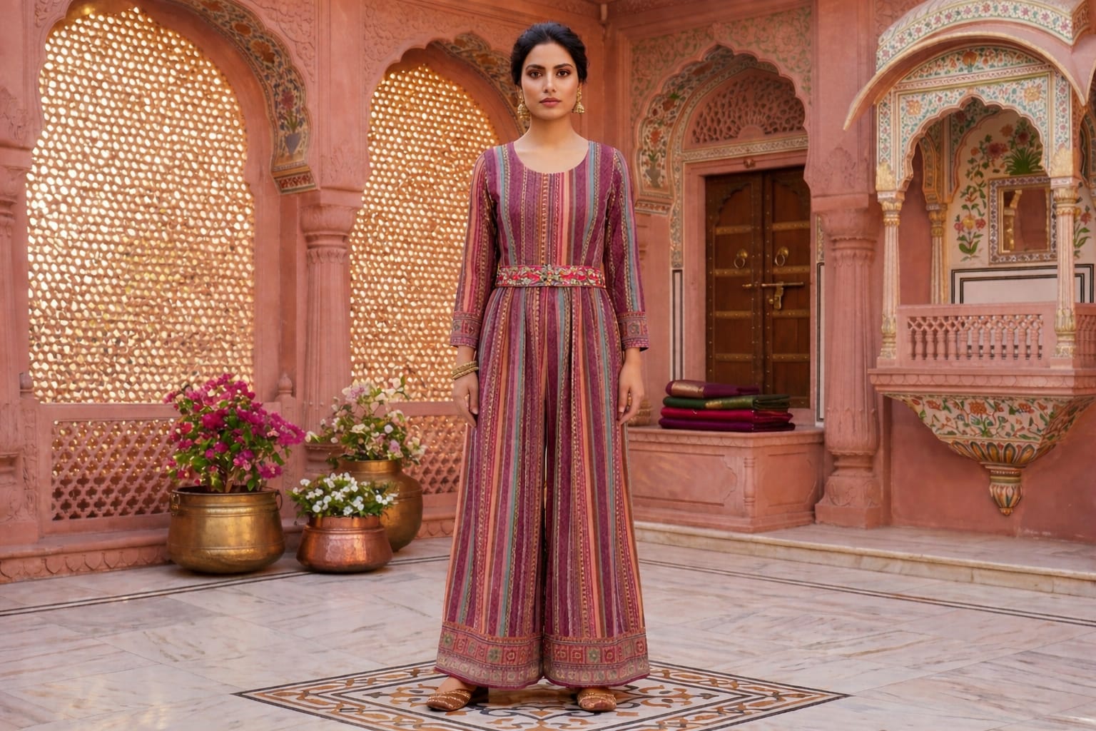 Royal Heritage Printed Gown Jumpsuit