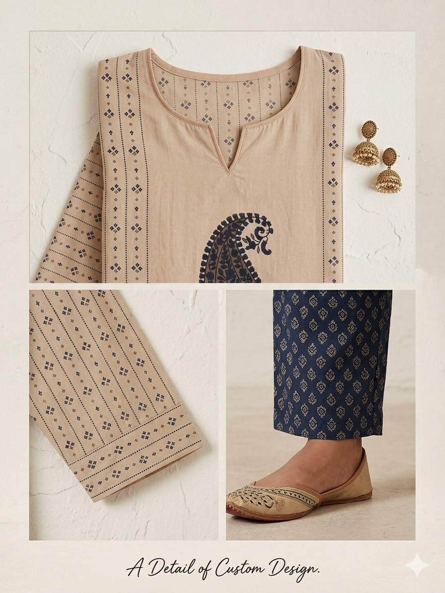 Pure Mull Cotton Kurti Pant Dupatta Set