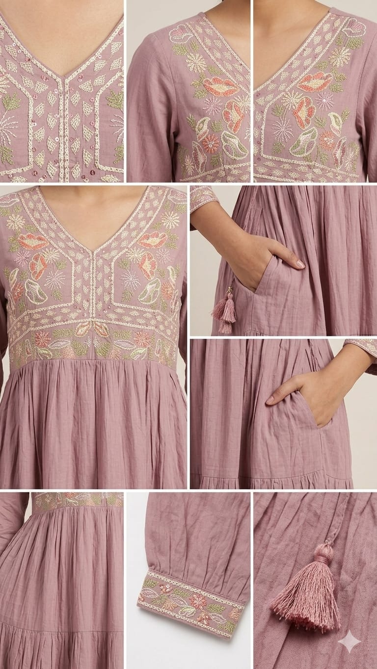 Embroidered Silk Gown