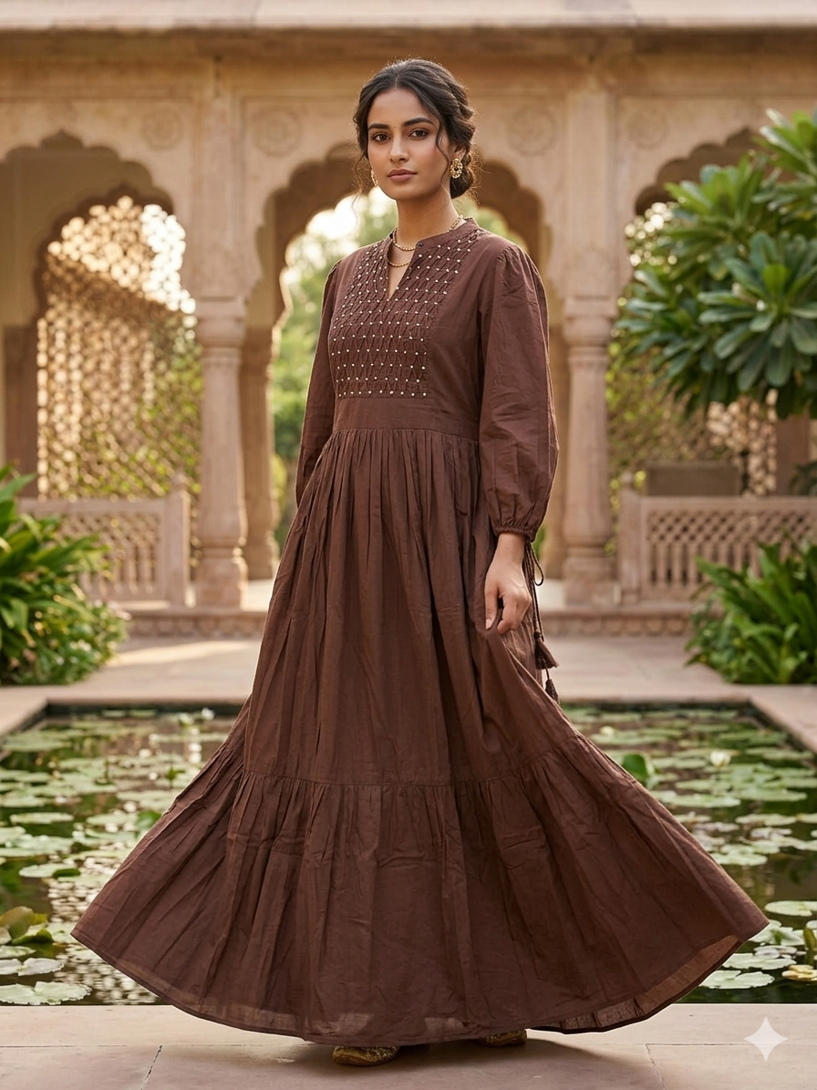 Elegant Mull Cotton Gown