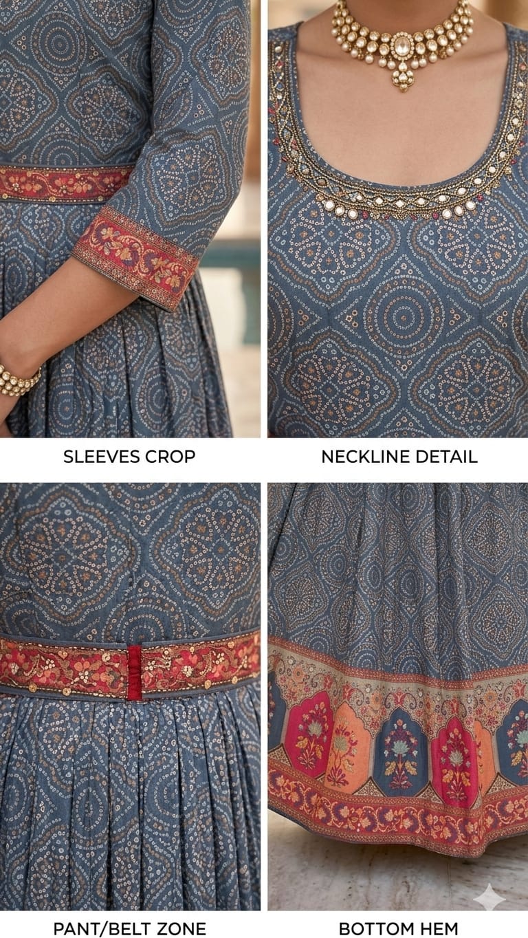 Crepe Party Wear Gown with Belt