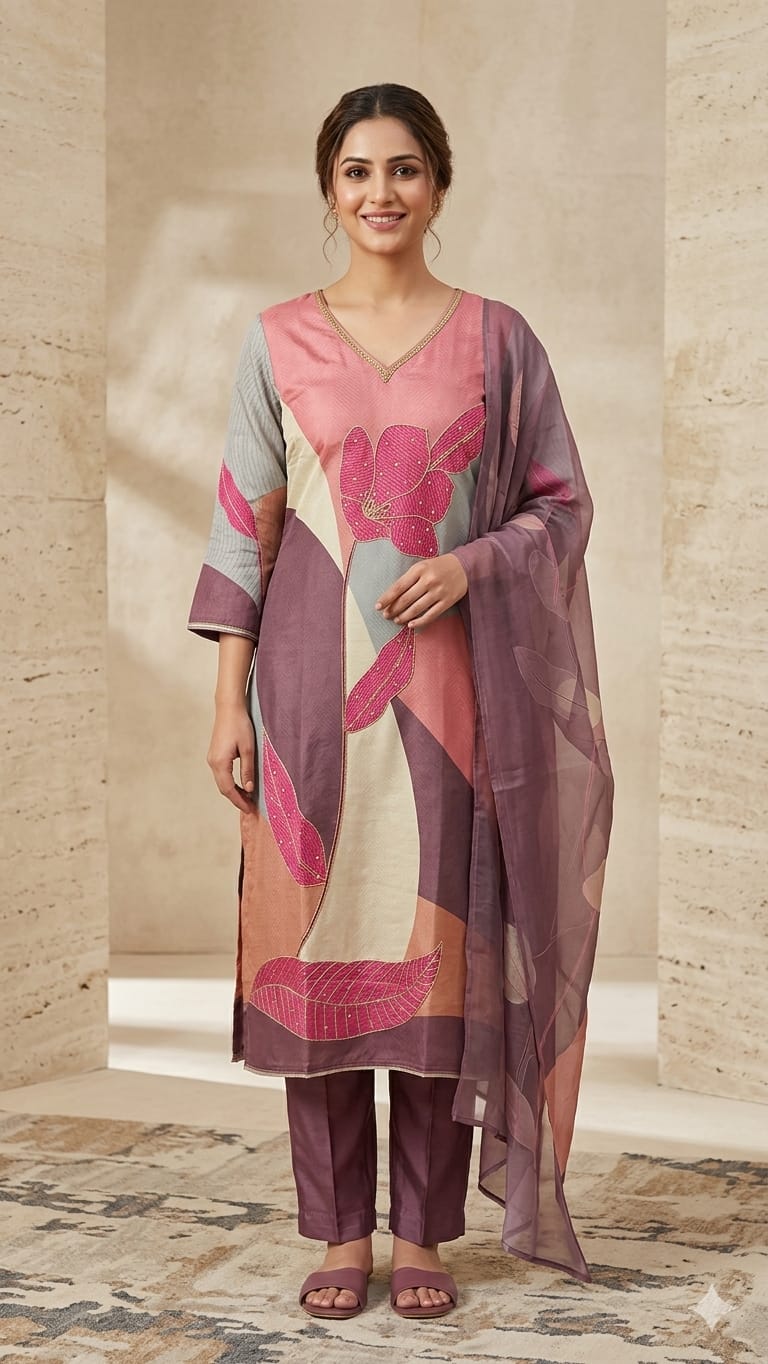 Pure Crepe Straight Fit Suit Set