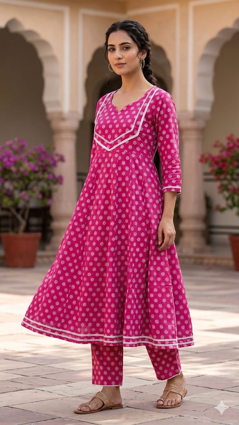 Anarkali 2 Piece set with Lace Work