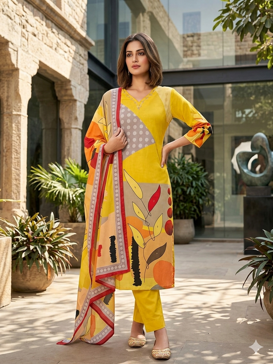 Mull Cotton Three Piece Suit