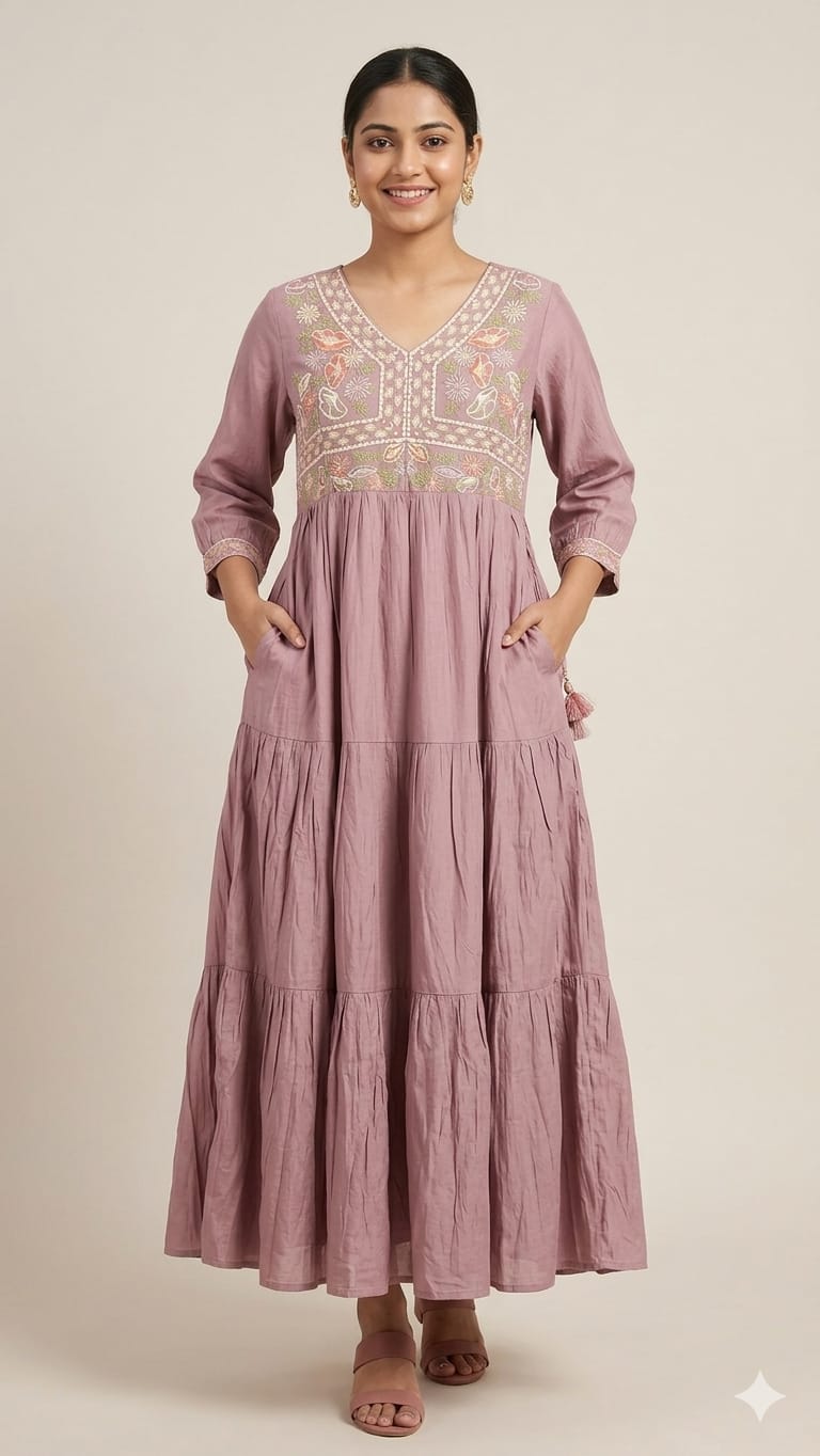 Embroidered Silk Gown