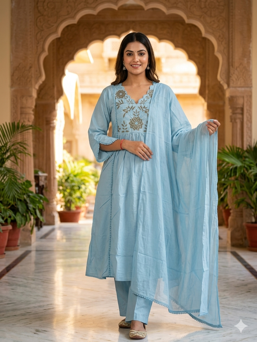 Pure Premium Cotton A-Line Kurti ✨