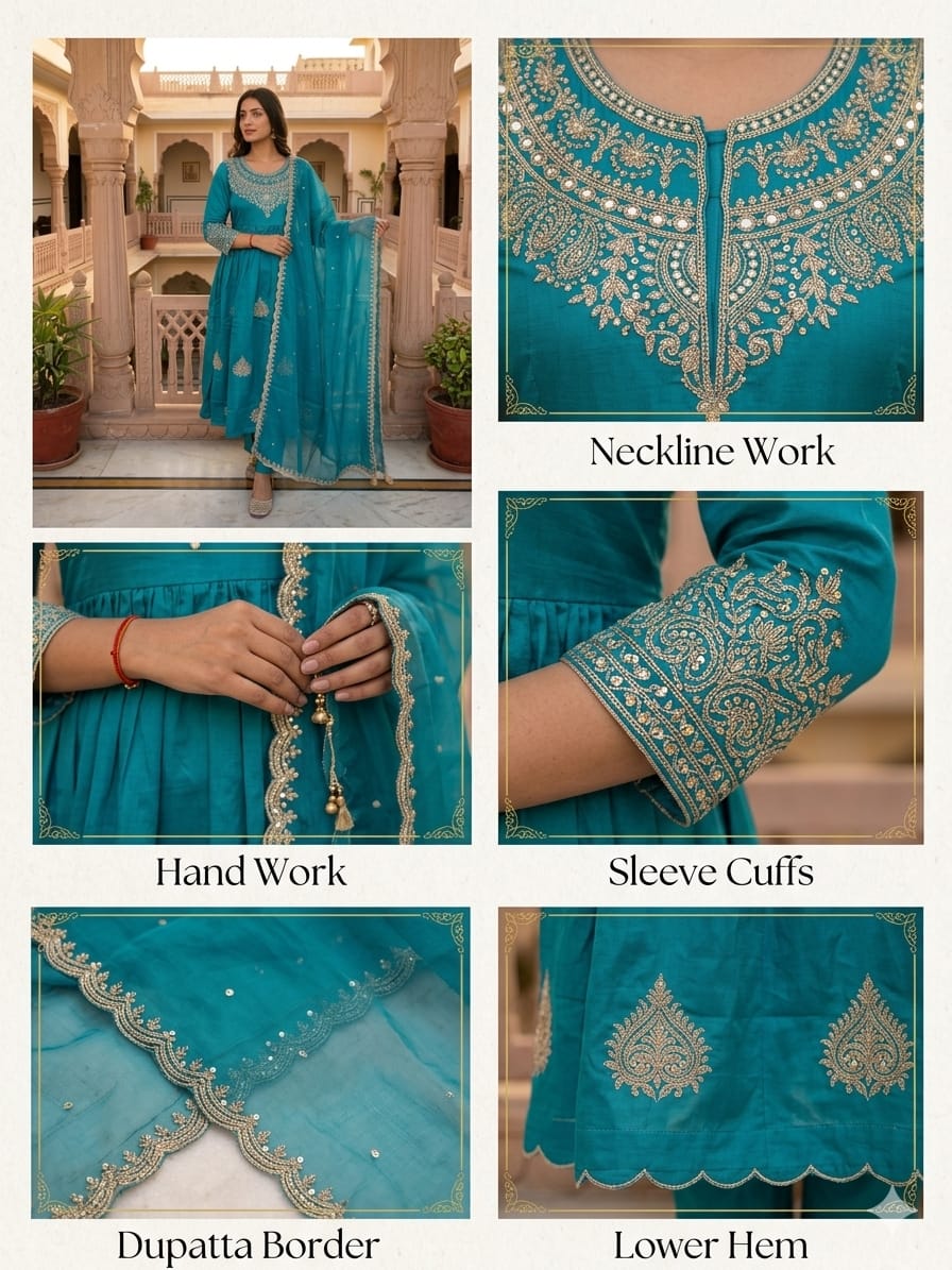 Elegant A-Line Silk Suit Set