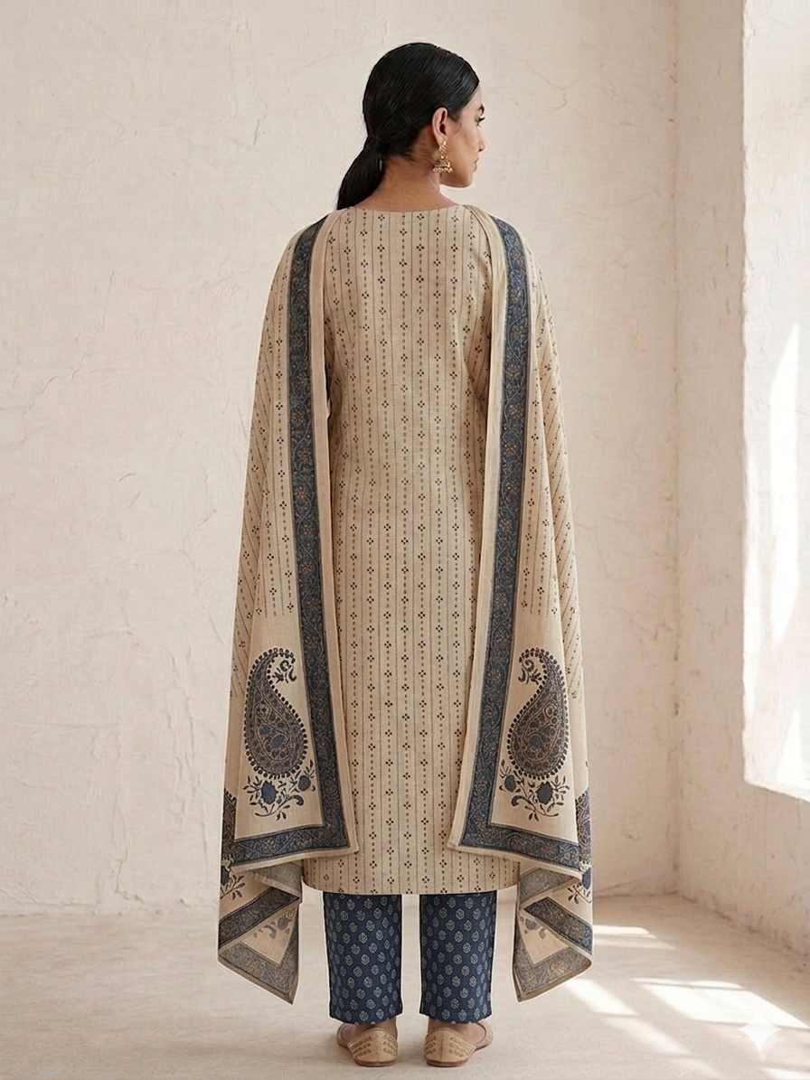 Pure Mull Cotton Kurti Pant Dupatta Set