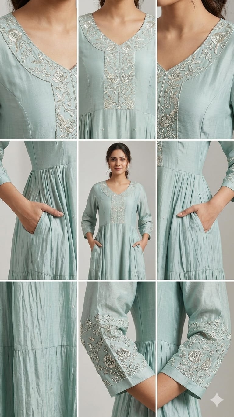 Embroidered Silk Gown