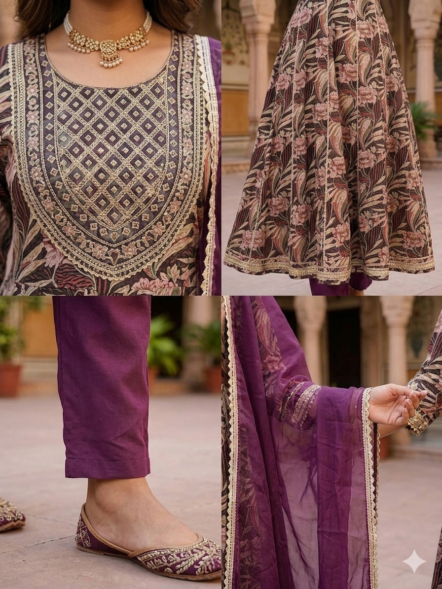 Royal Anarkali Three Piece Set