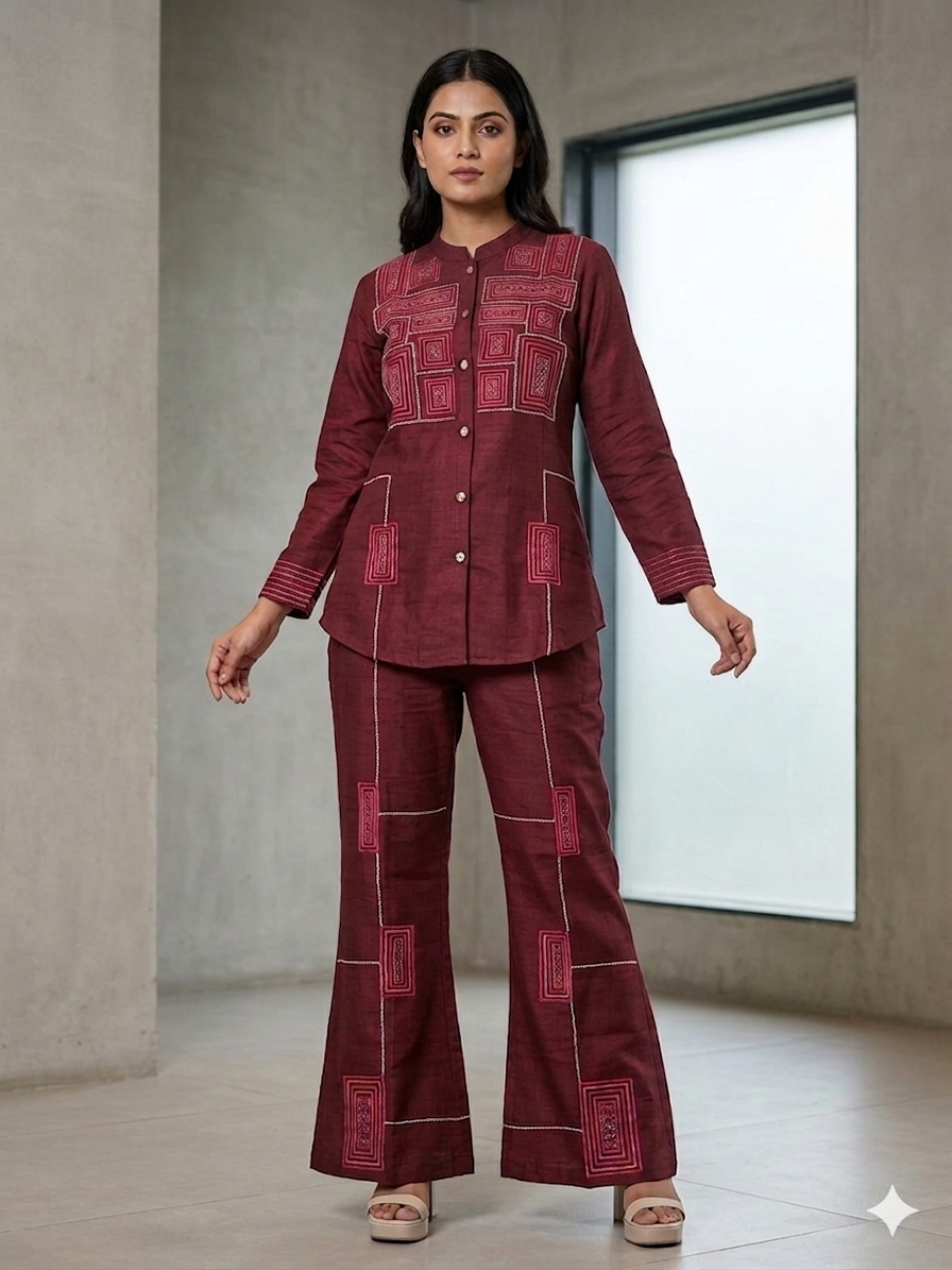 Elegant Vertical Silk Co-ord Set